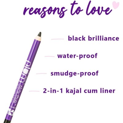 Plum Naturstudio All-Day-Wear Kohl Kajal Matte Finish Black Brilliance Eyeliner Pencil With Free Sharpener | Smudge Proof | Waterproof 2-In-1 Eyeliner + Kajal Makeup Set, 1.2 g